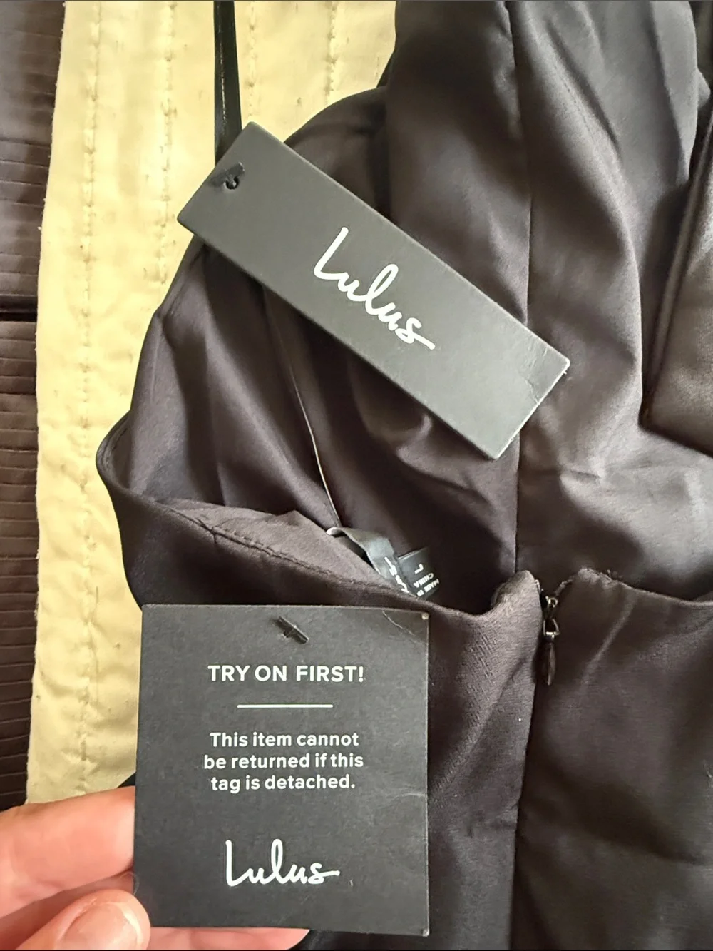 Lulus Satin Cowl Neck Halter A Line Mini Dress in Black -NWT